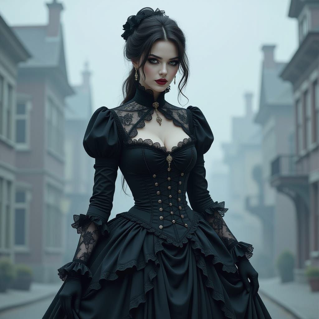 Undead Victorian Woman in Gothic Mystical Style