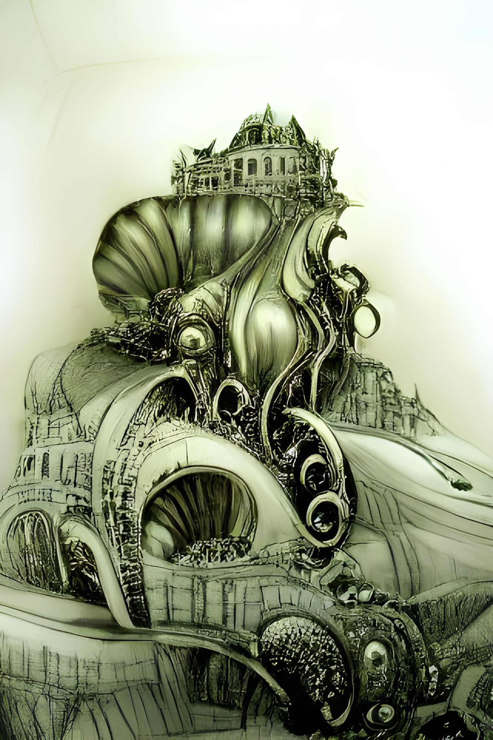 Underwater Art Nouveau Rococo Architecture in 8k