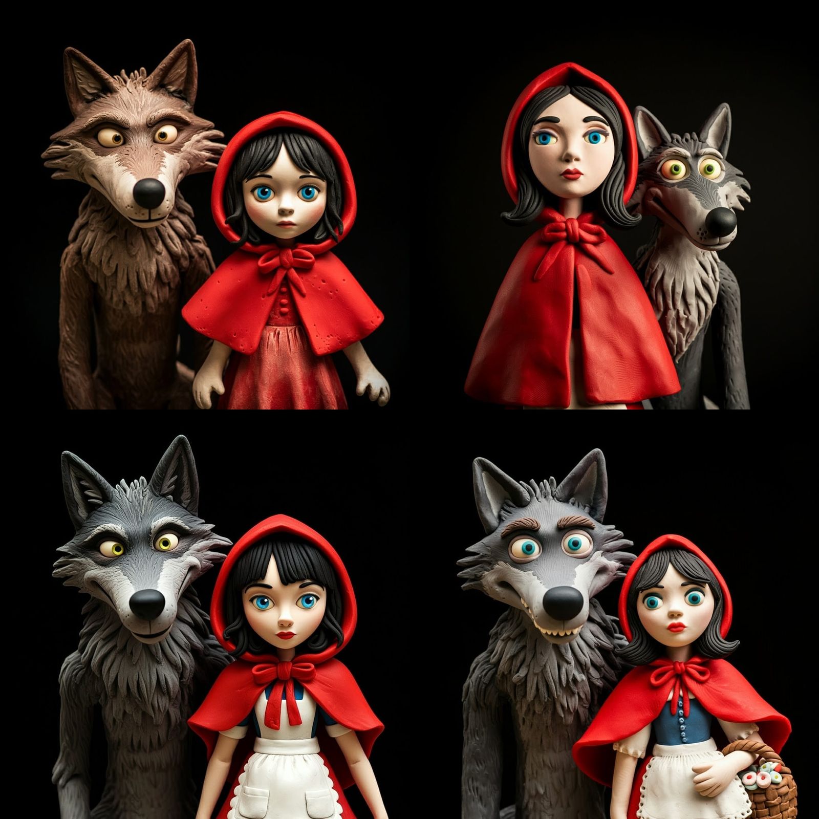 Whimsical Claymation Portrait of Little Red Riding Hood and....