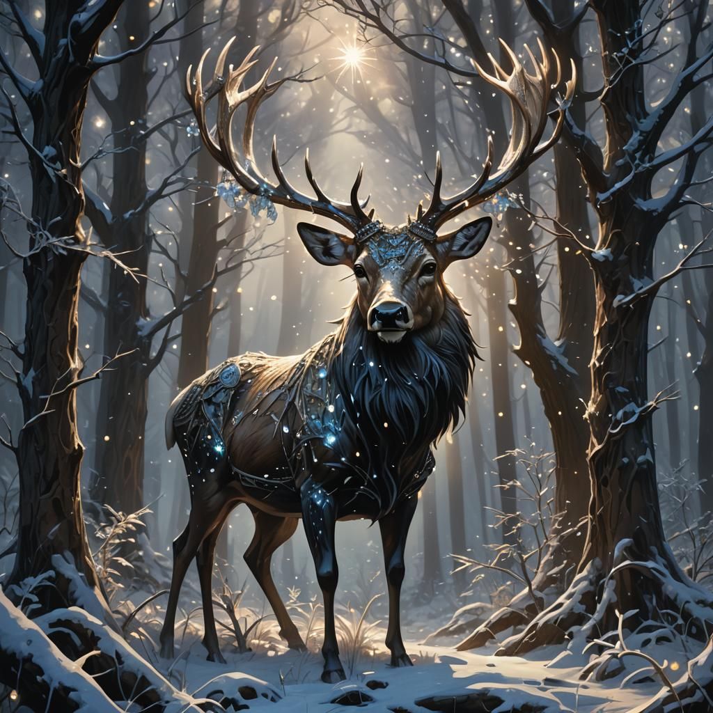Starlight Crystal Buck in Mystical Forest