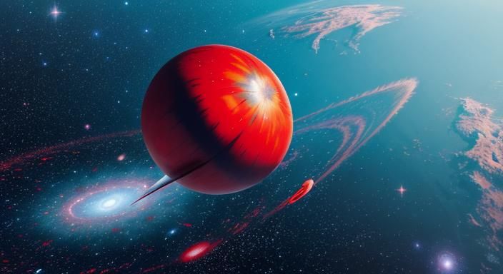 Giant Red Tomato in Space: Holographic Astral Art