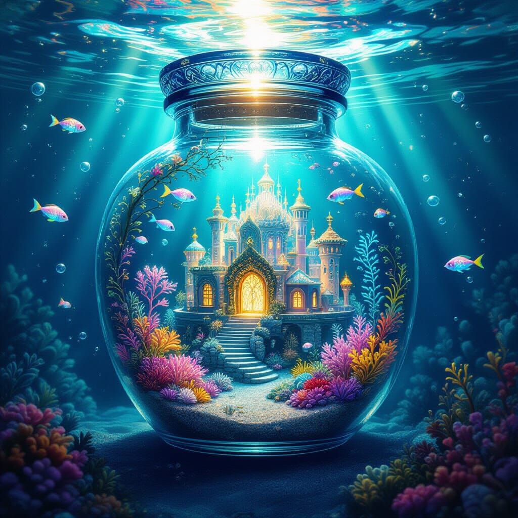 Underwater Kingdom in a Jar, Holographic Illustration