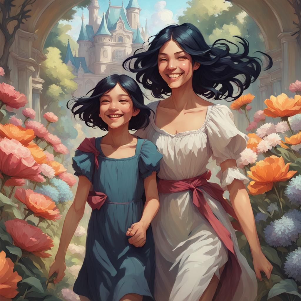 Mother and Daughter Discover Wonderland: Hyperdetailed Conce...