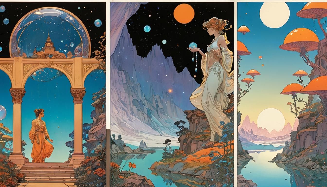 Cosmic Comic Book Art in Dynamic Lighting