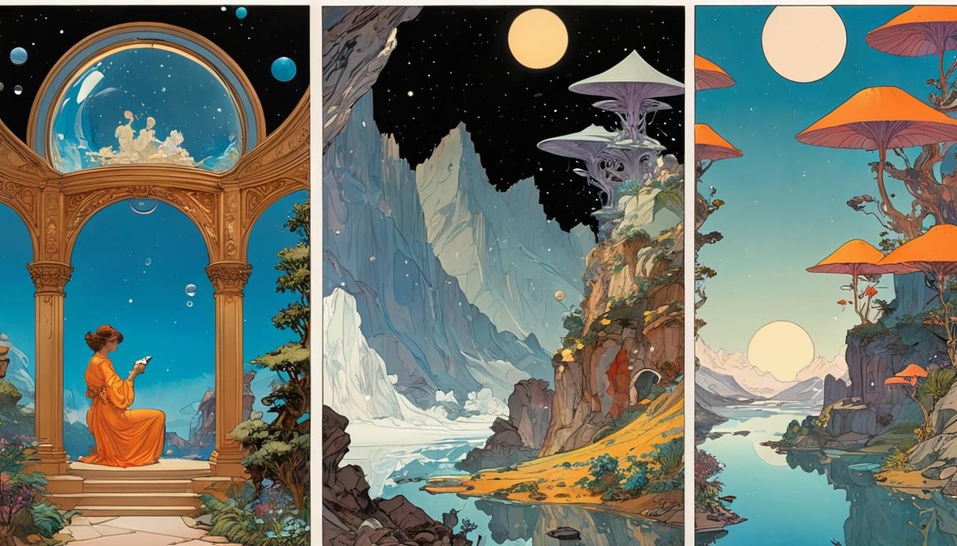 Cosmic Solarpunk Comic Book Art