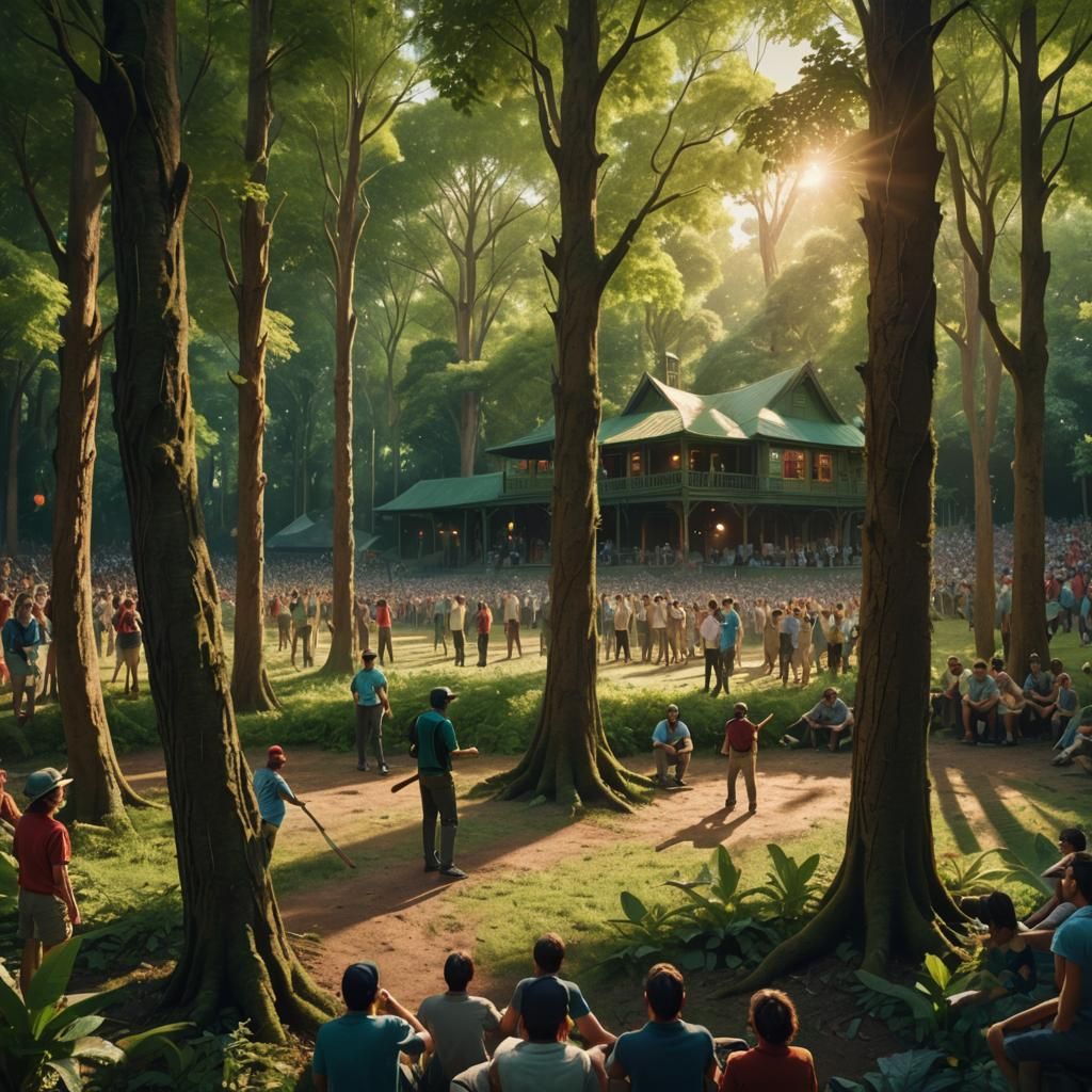 Cricket Player in Forest, Fantasy Concept Art