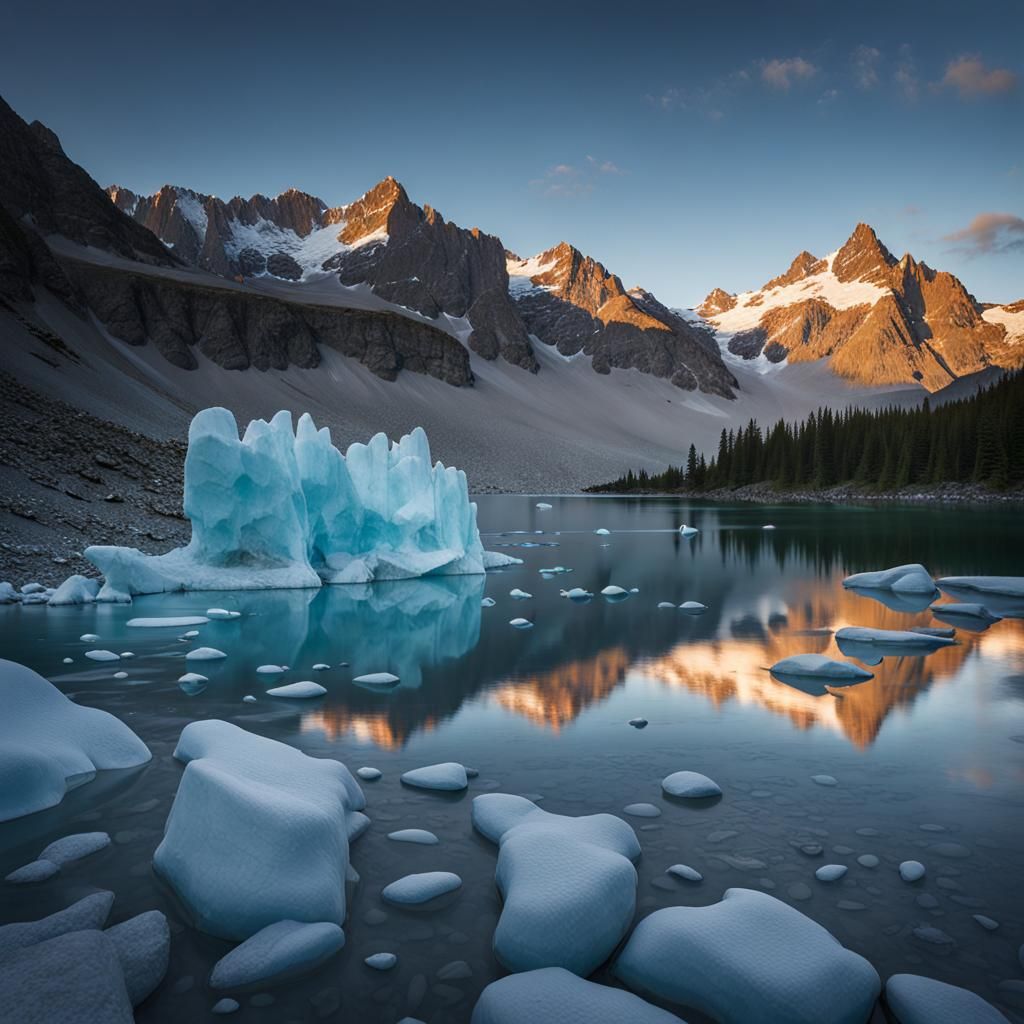 Glacial Lake at Magic Hour, Landscape Photography