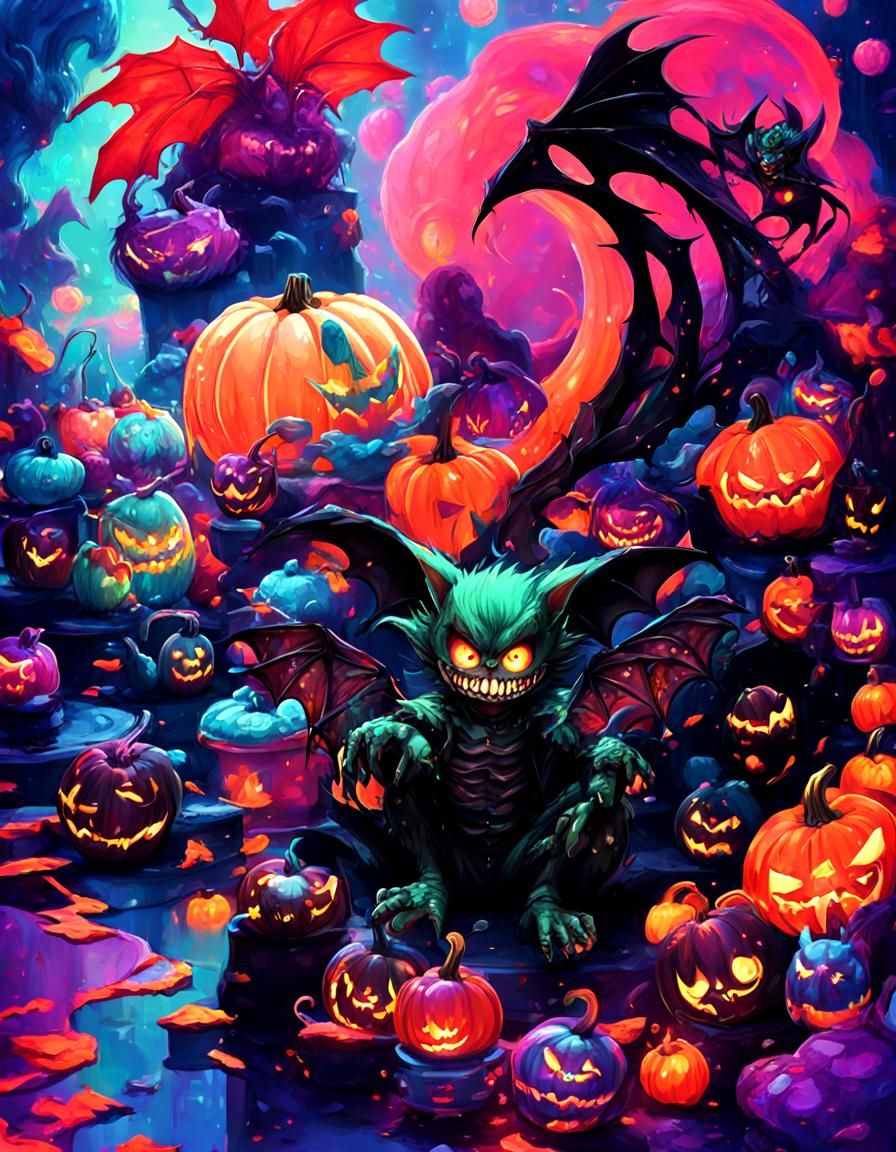 Creepy Manga Monster at Halloween Tea Party