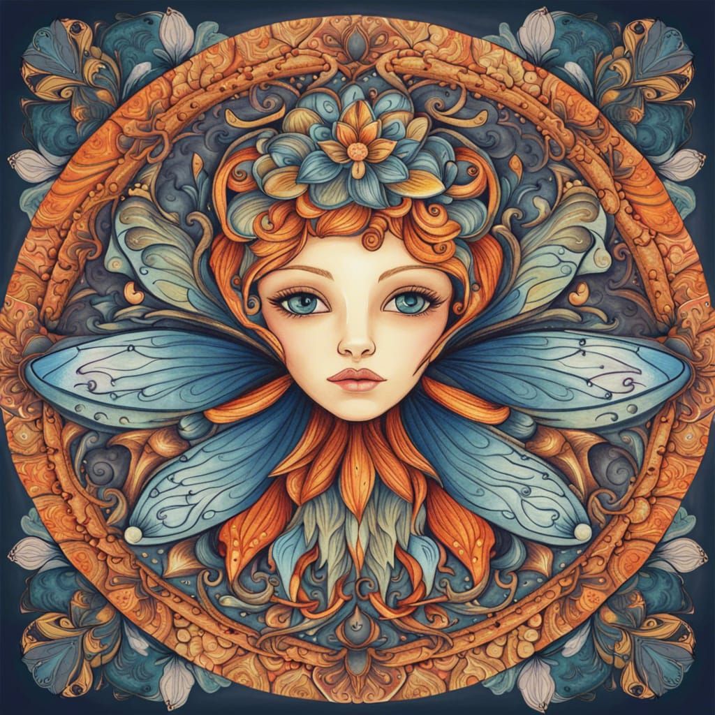 Fairy in Mandala: Abstract Art with Fine Details