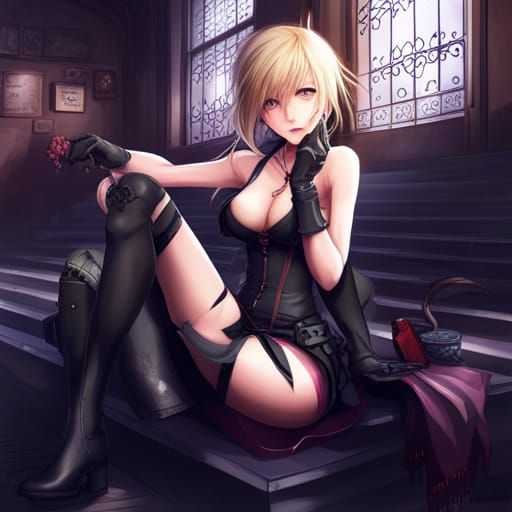 Hyperrealistic Anime Goth Girl in Manga Style