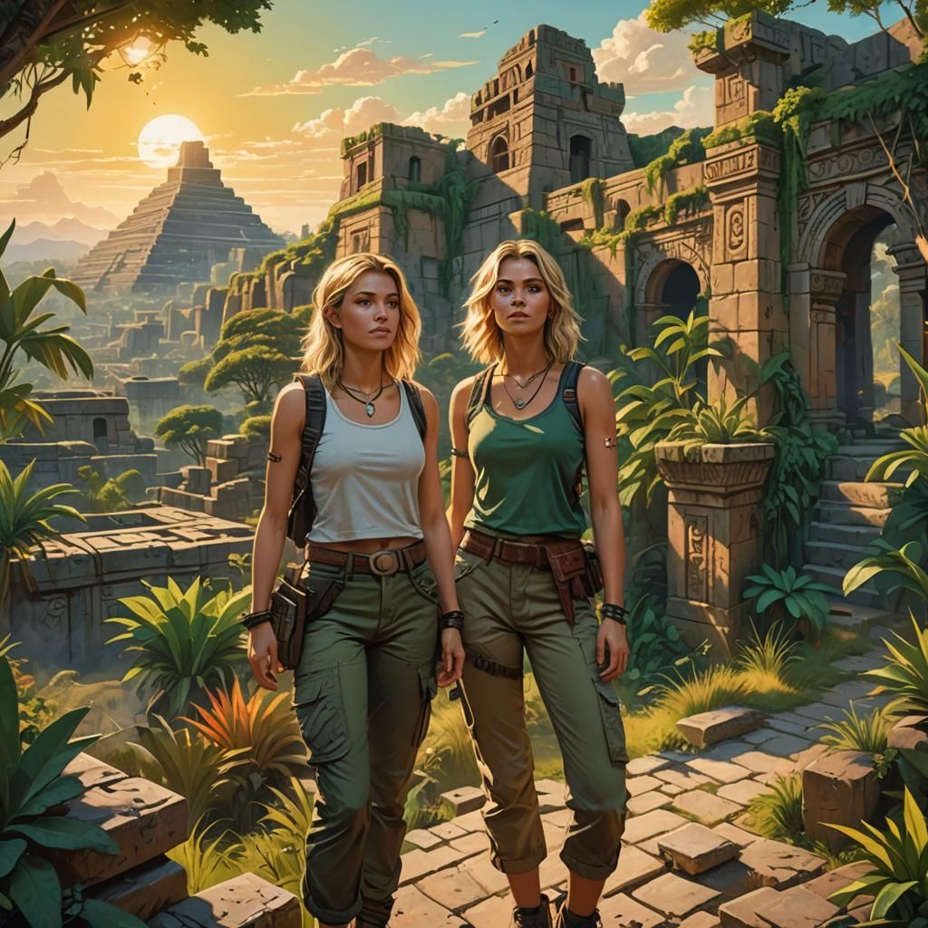 Aztec City Discovery in Fantasy Oil Painting