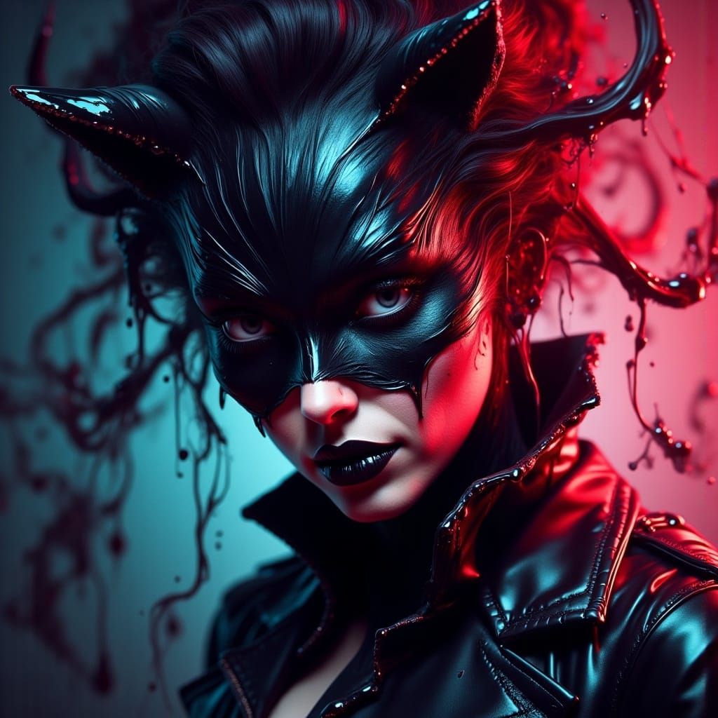 Catwoman in Dark Fantasy Hyperrealism Style