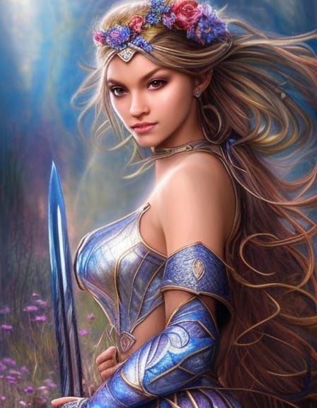 Fairy Knight in Shining Armor with Wildflowers