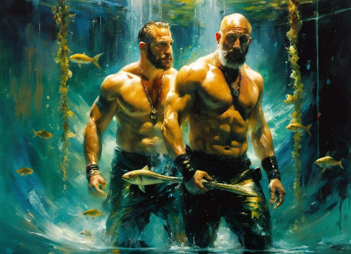 Tom Hardy and Bill Goldberg as Mermen