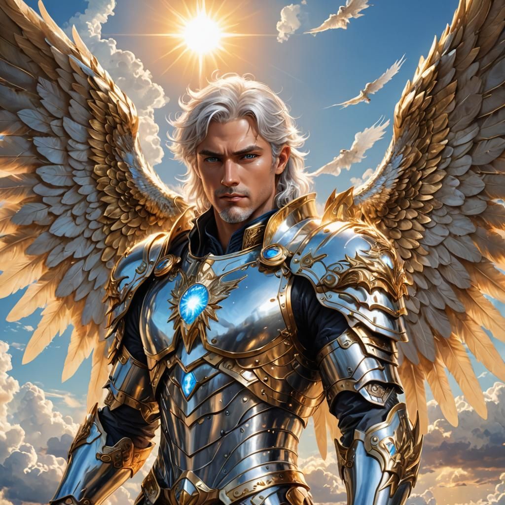 Radiant Angelic God in Golden Armor