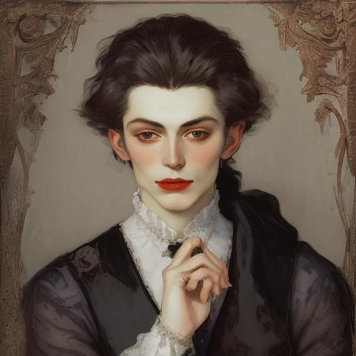 Detailed Vampire Portrait in Romantic Style