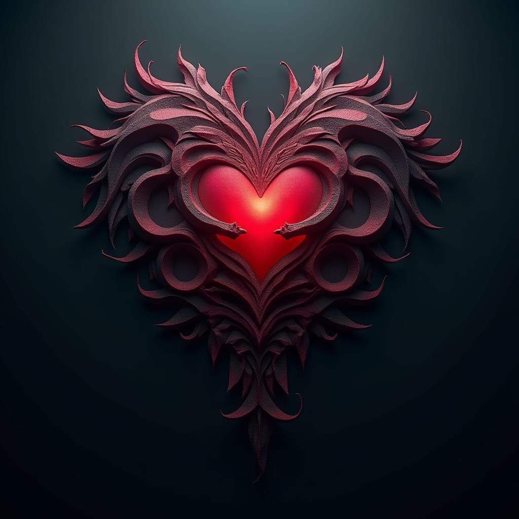 Heartagram on Dark Background: Fantasy Concept Art