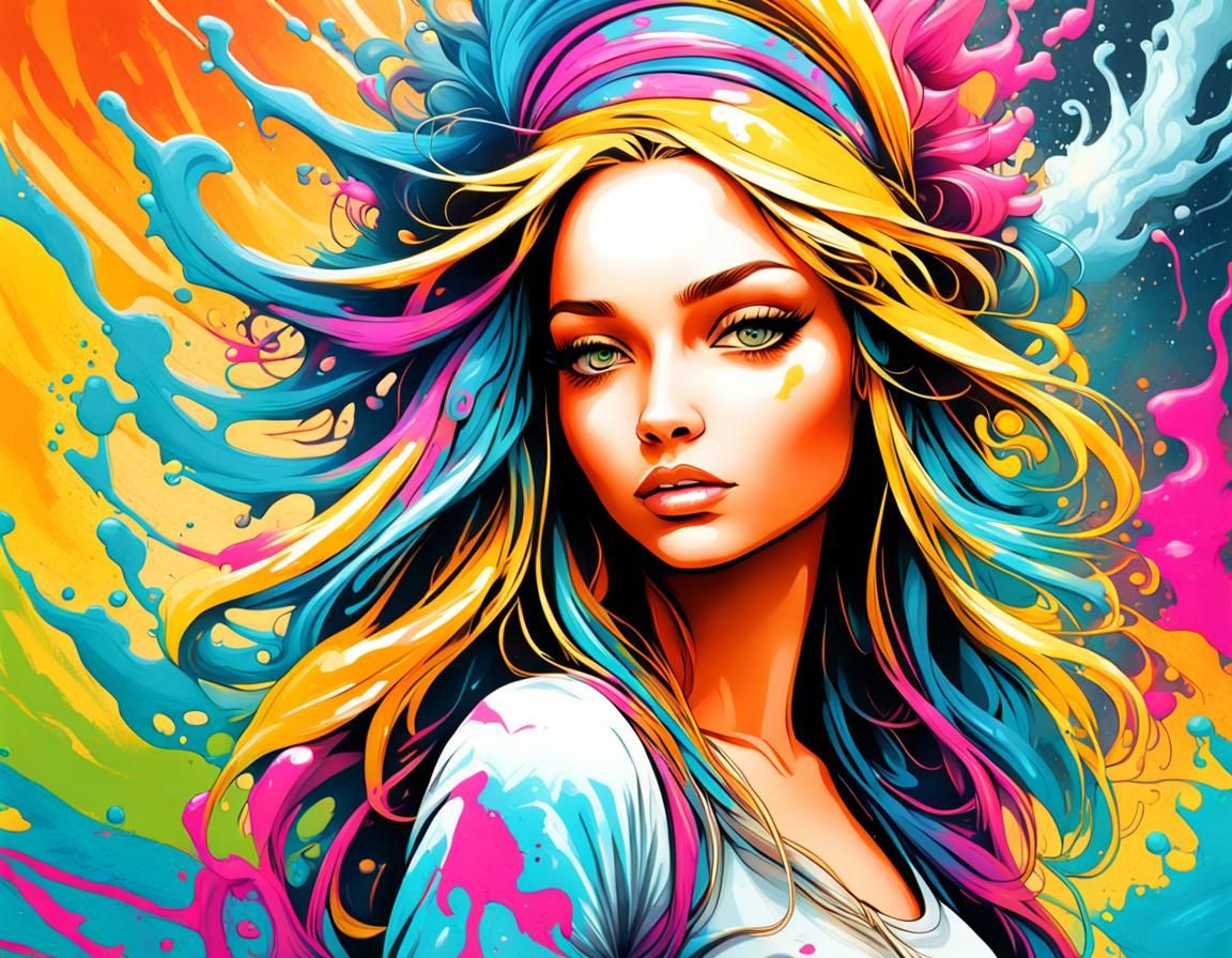 Beautiful Woman, colorful