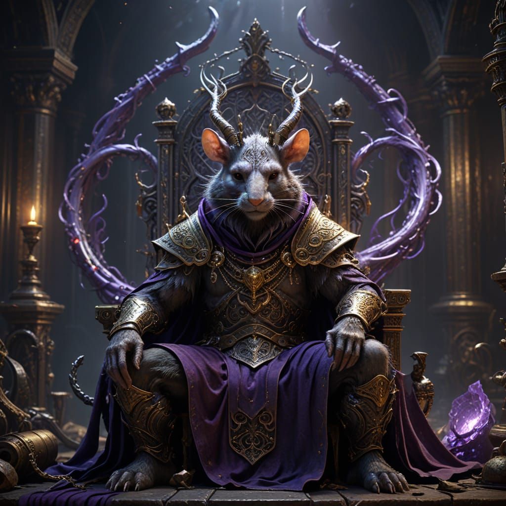 Ethereal God of the Underworld in Opulent, Cyberpunk Throne ...