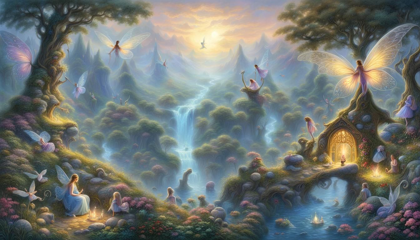 Fairies Reunion in a Mystical Fantasy Art