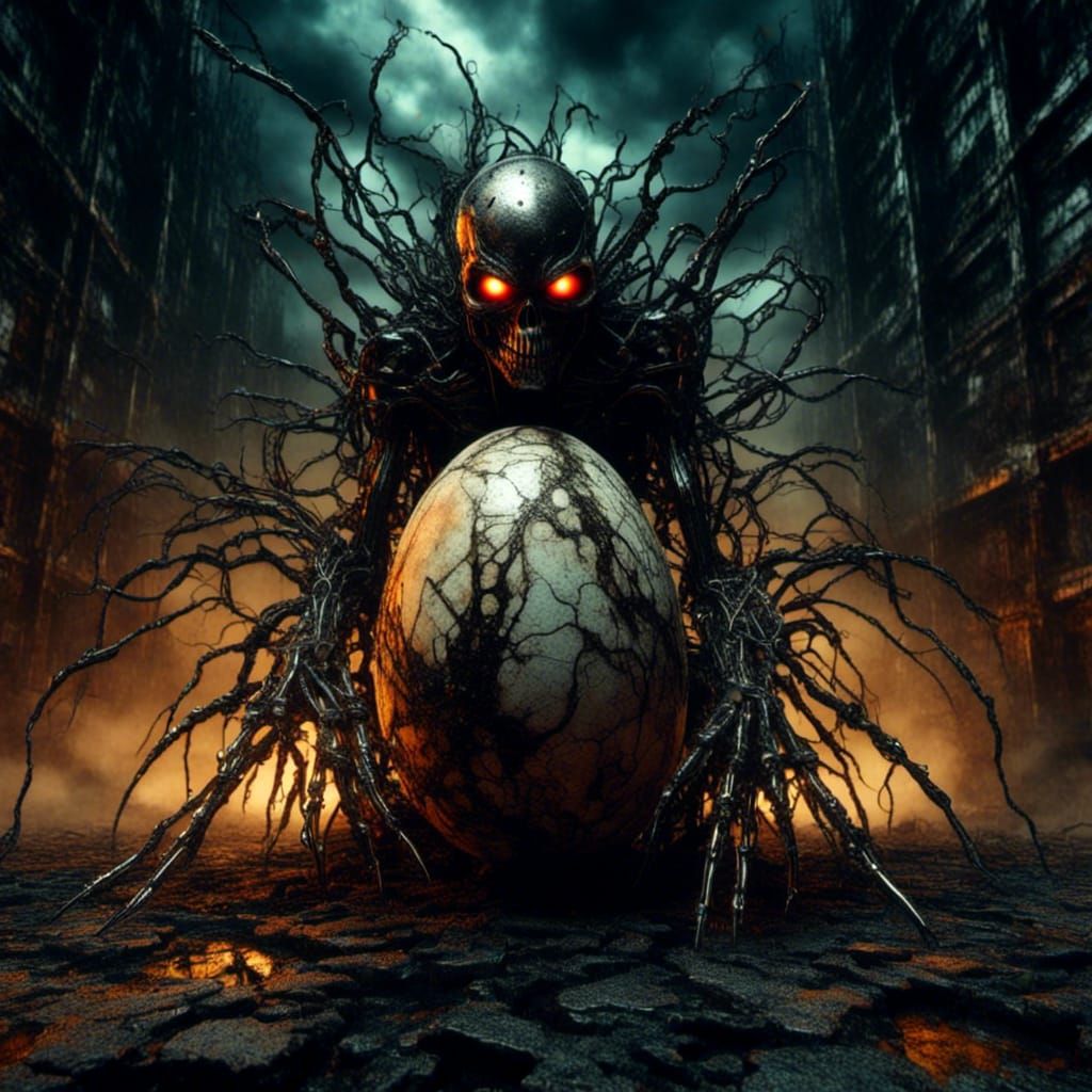 Angry Egg in CyberGothica Comic Style