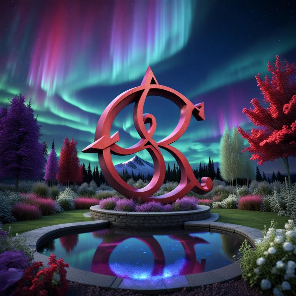 3D "MMF" Symbol with Aurora Borealis Background