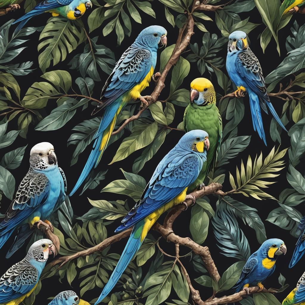 Blue Budgerigar Parrot with Diamond Painting Design