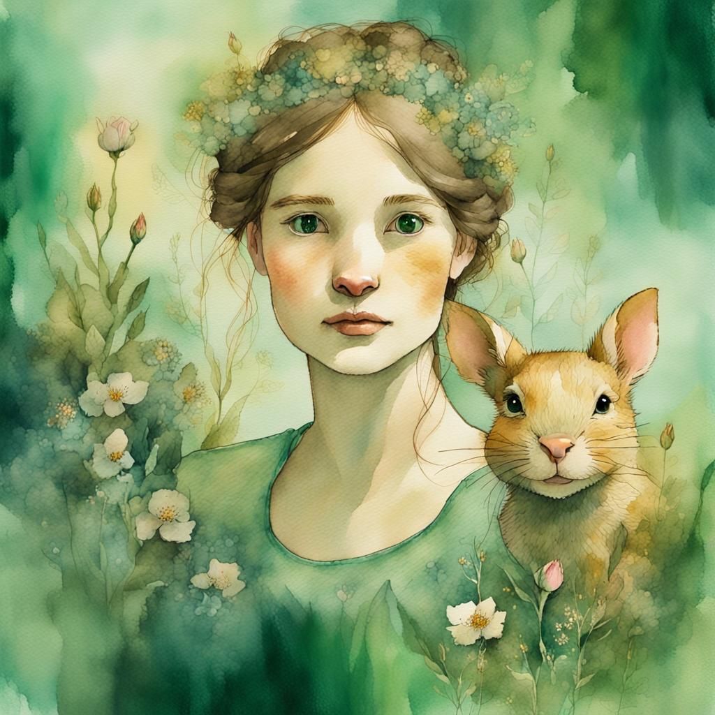 Watercolor Double Exposure: Belle and The Beast