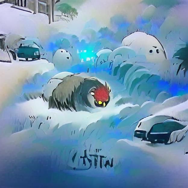 Beast in Snowy Winter Landscape