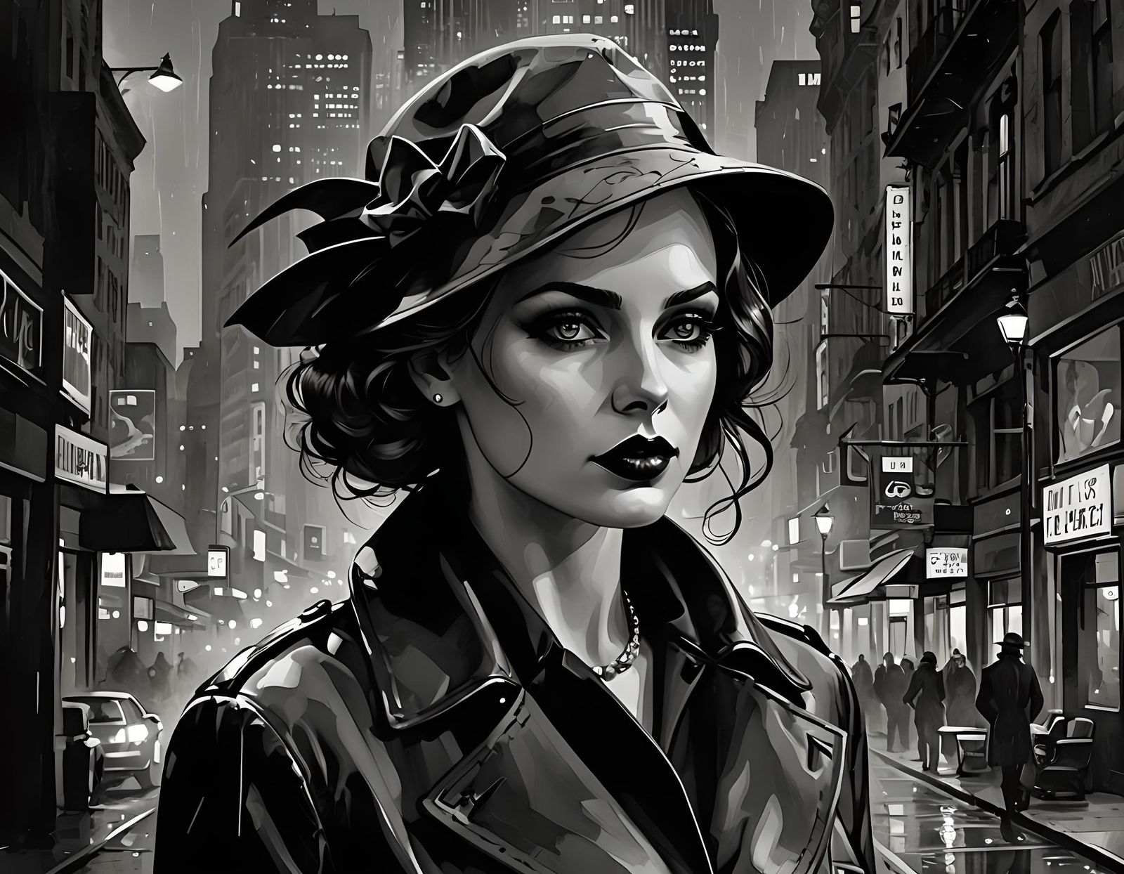 Lady Detective in 1920s Noir Digital Art