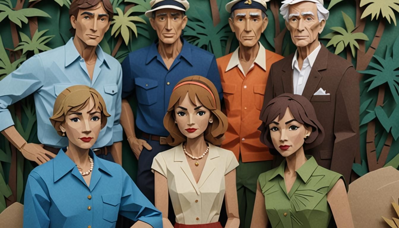 Gilligan's Island Cast in Kirigami Style