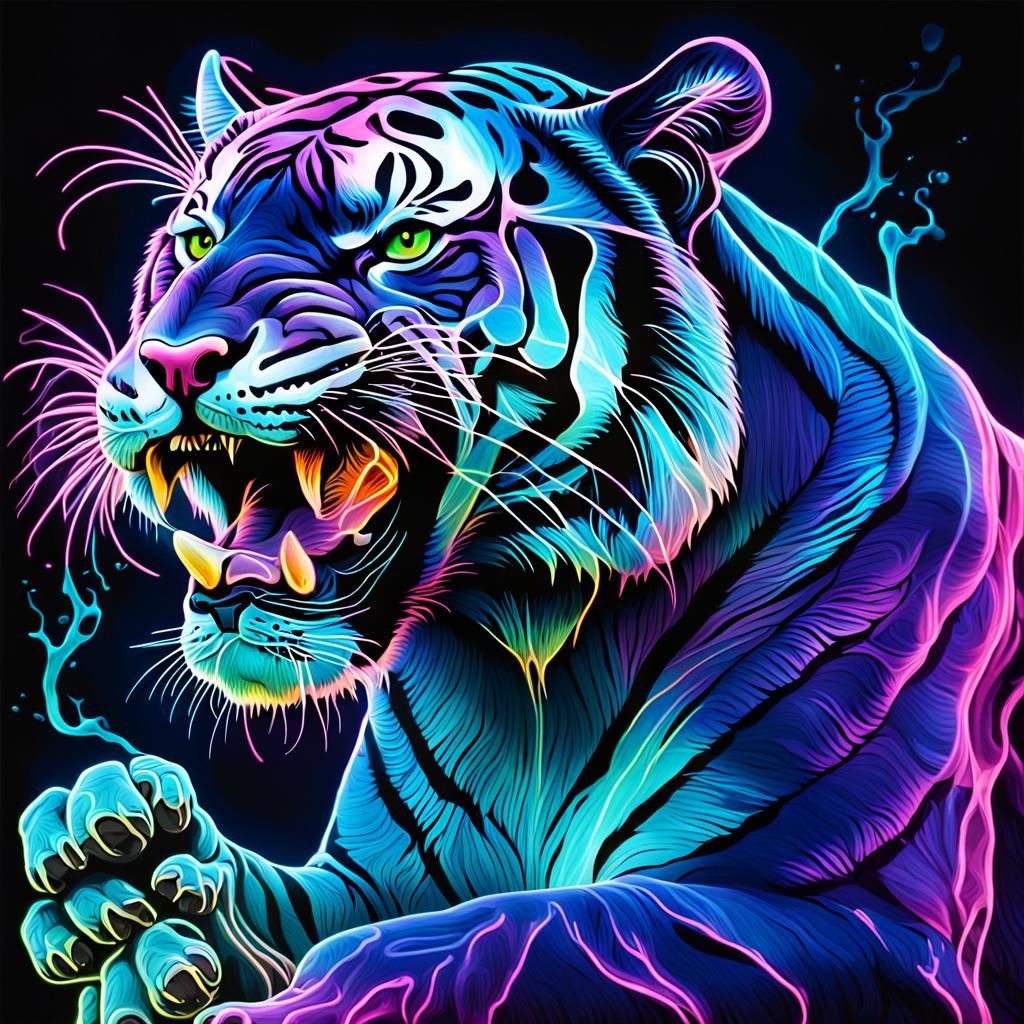 Chemiluminescent X-Ray Panther in Graffiti Art Style