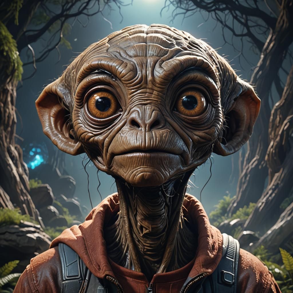 Detailed E.T. Portrait in Fantasy Concept Art