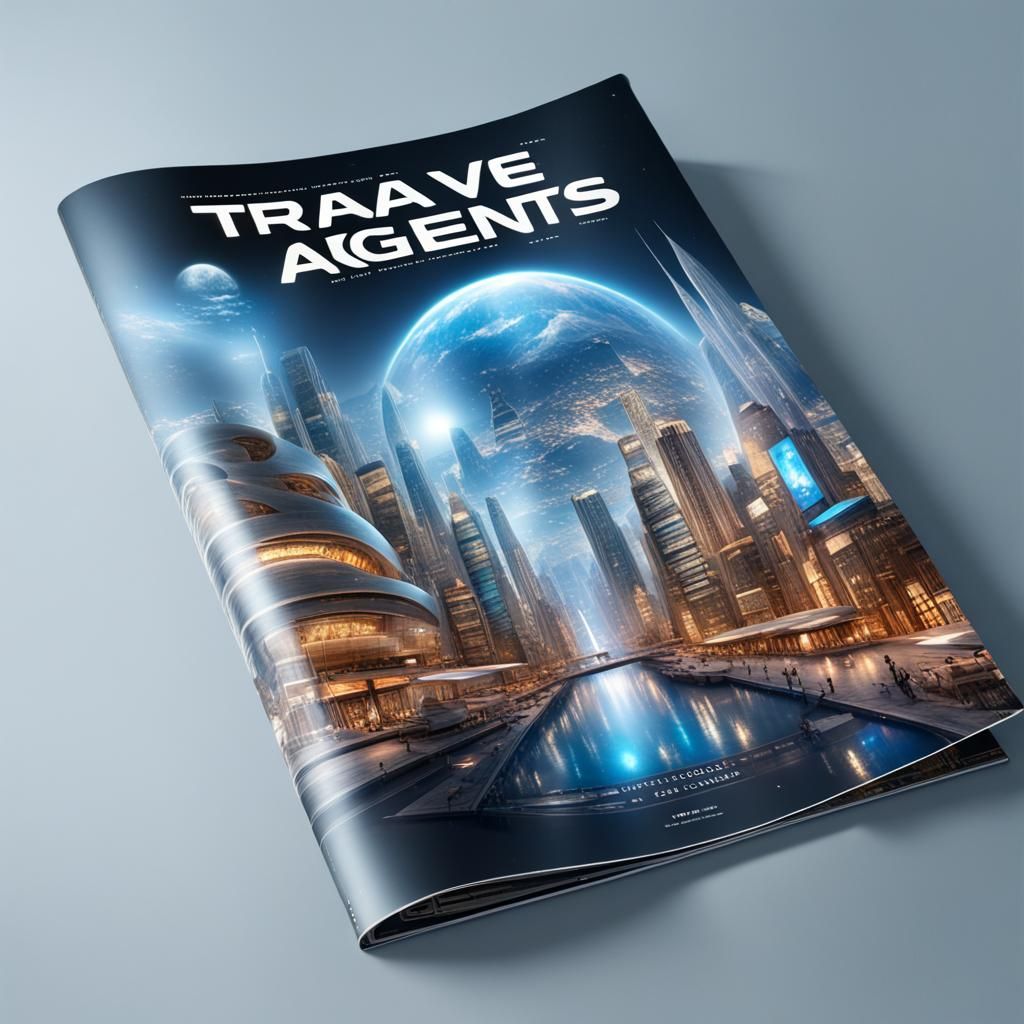 Futuristic Travel Brochure with Hologram Display