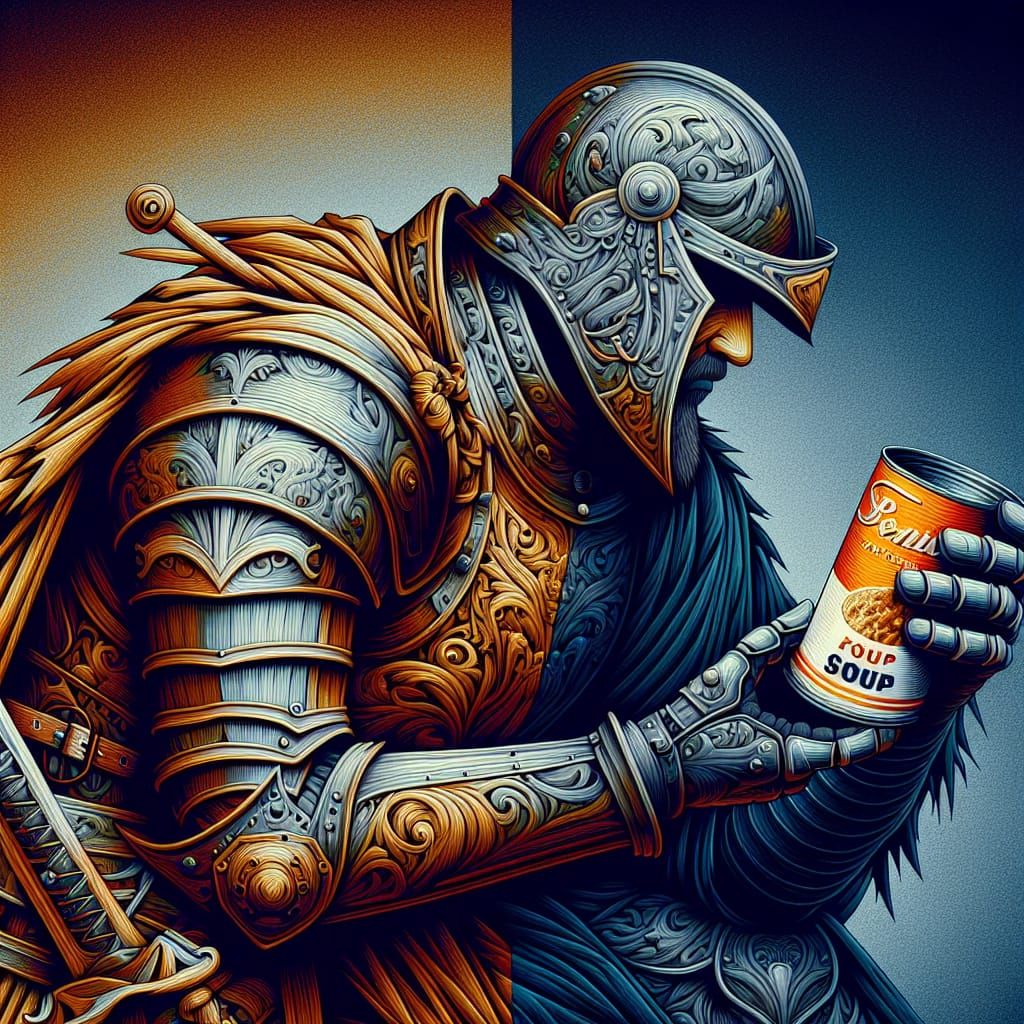 Wounded Knight with Soup: Medieval Art, Modern Twist