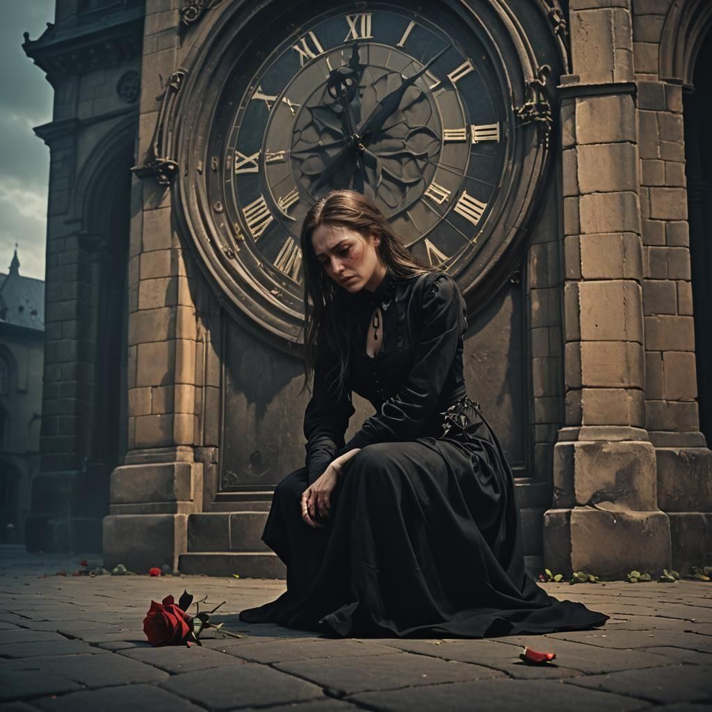 Ominous Clock Tower Scene in 3D Game Style