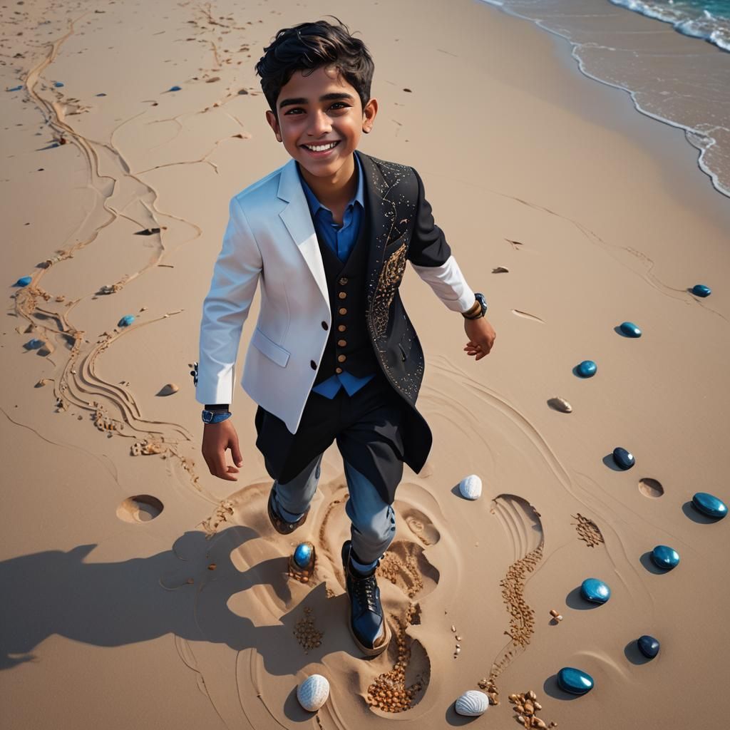 Hyper realistic portrait of a Beautiful Pakistani boy wearin...