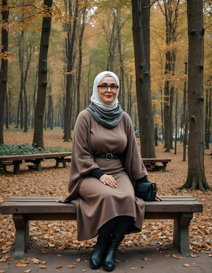 Photo-Realistic Image of a Woman in Hijab in Forest