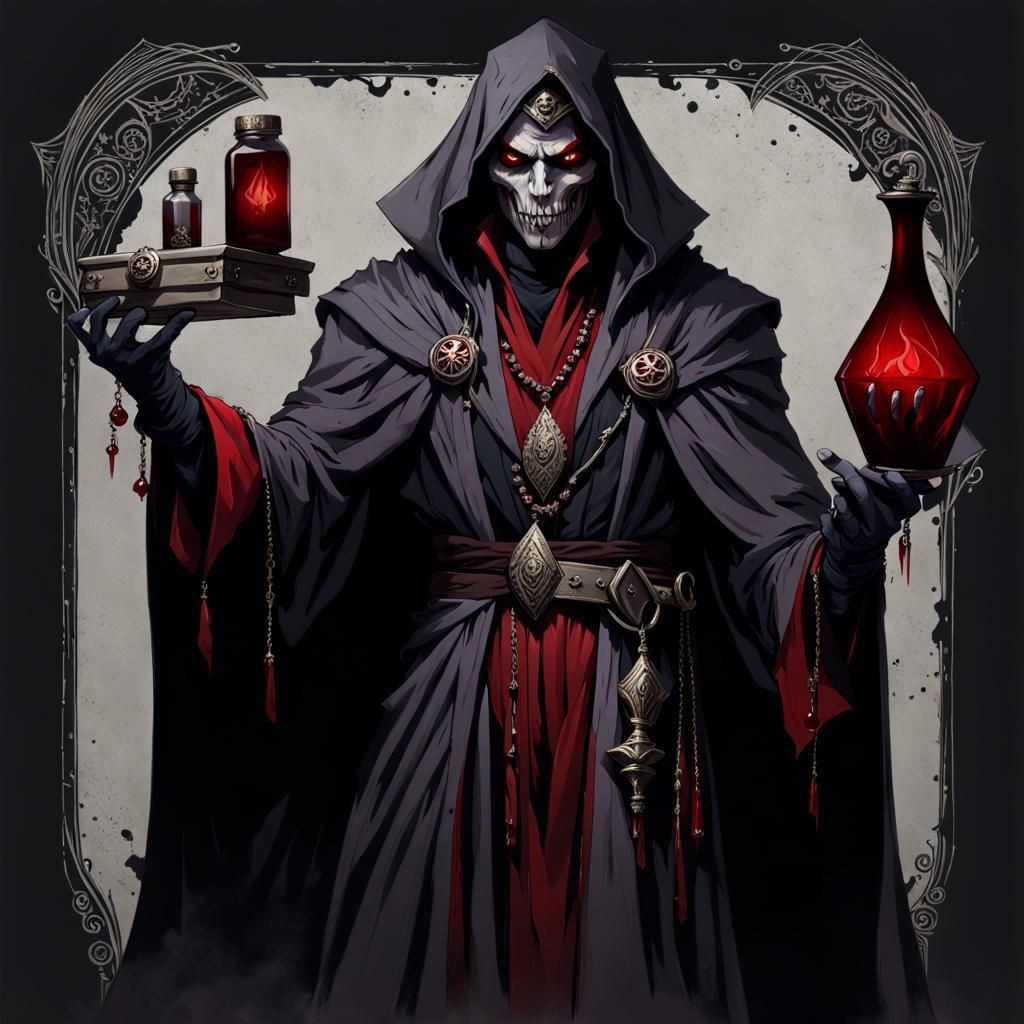 Vampire Merchant in Gothic Wasteland: Full Body Portrait