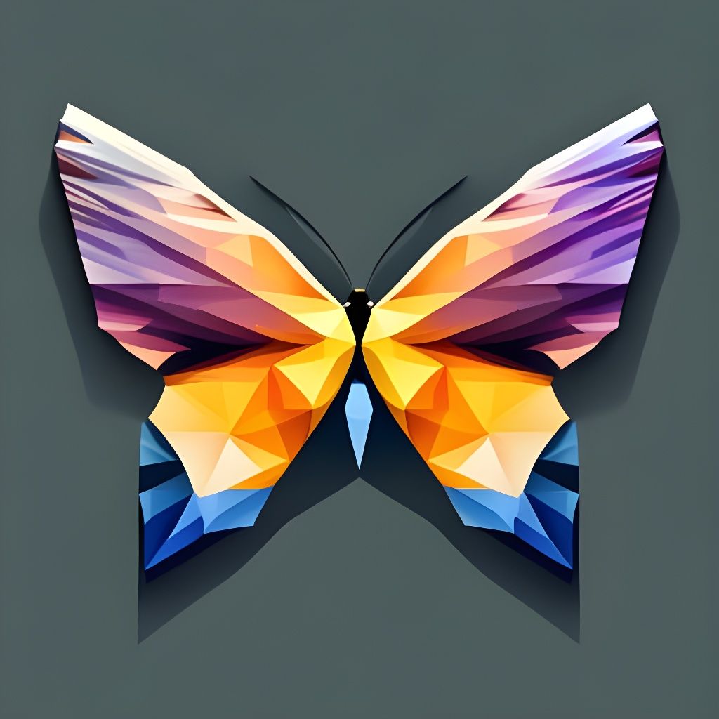Geometric Butterfly Polygonal Vector Art in Art Deco Style