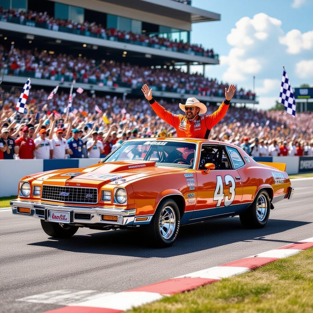 Richard Petty's 7th Championship Victory in Retro Photo Styl...