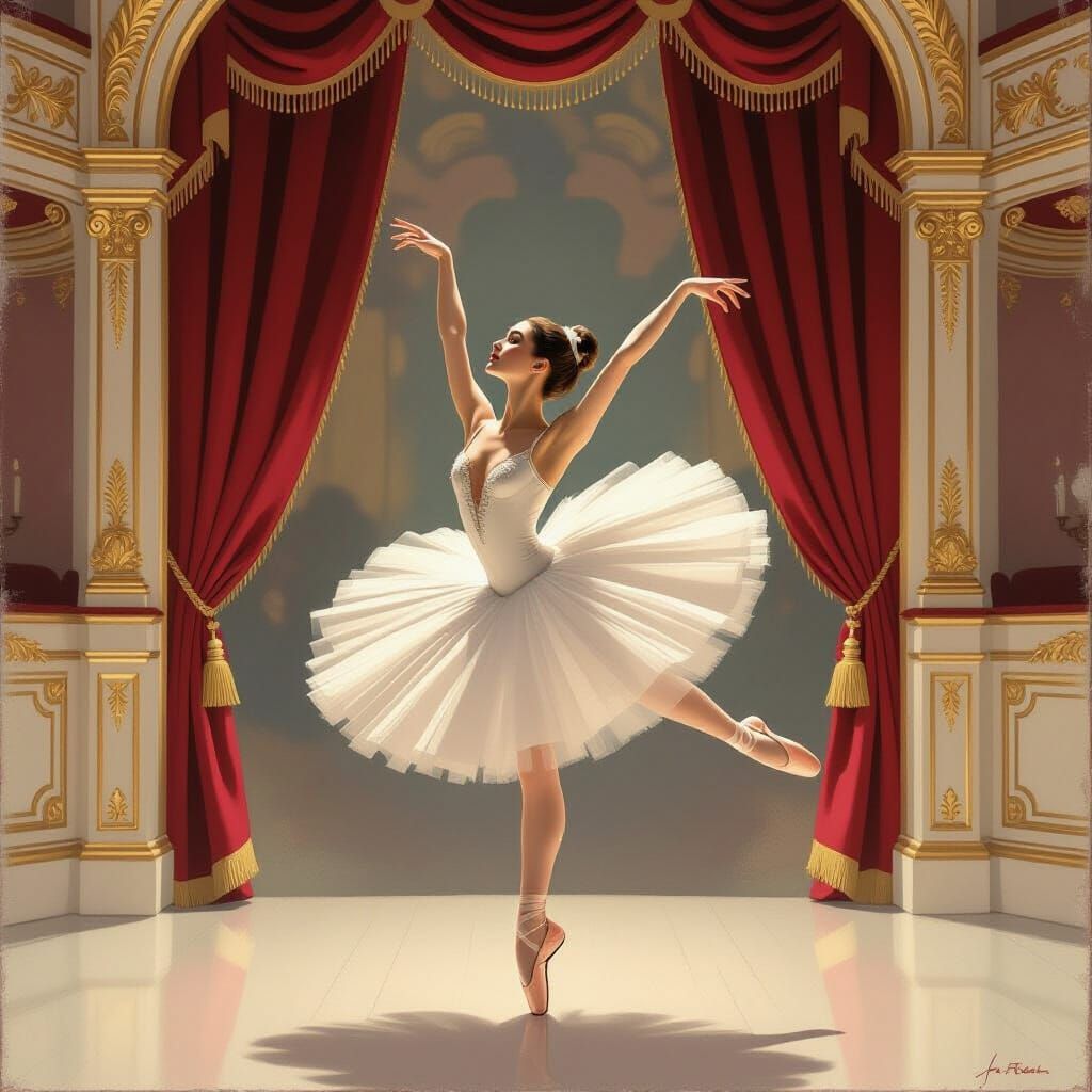 Ballerina's Grace: An Impressionistic Ballet Scene