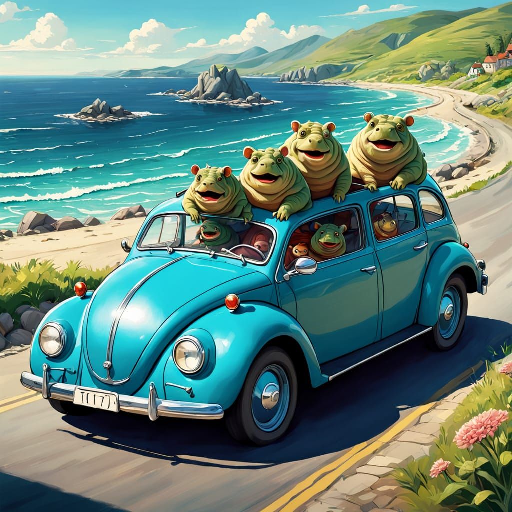 Tardigrade Family Vacation in Vintage Car