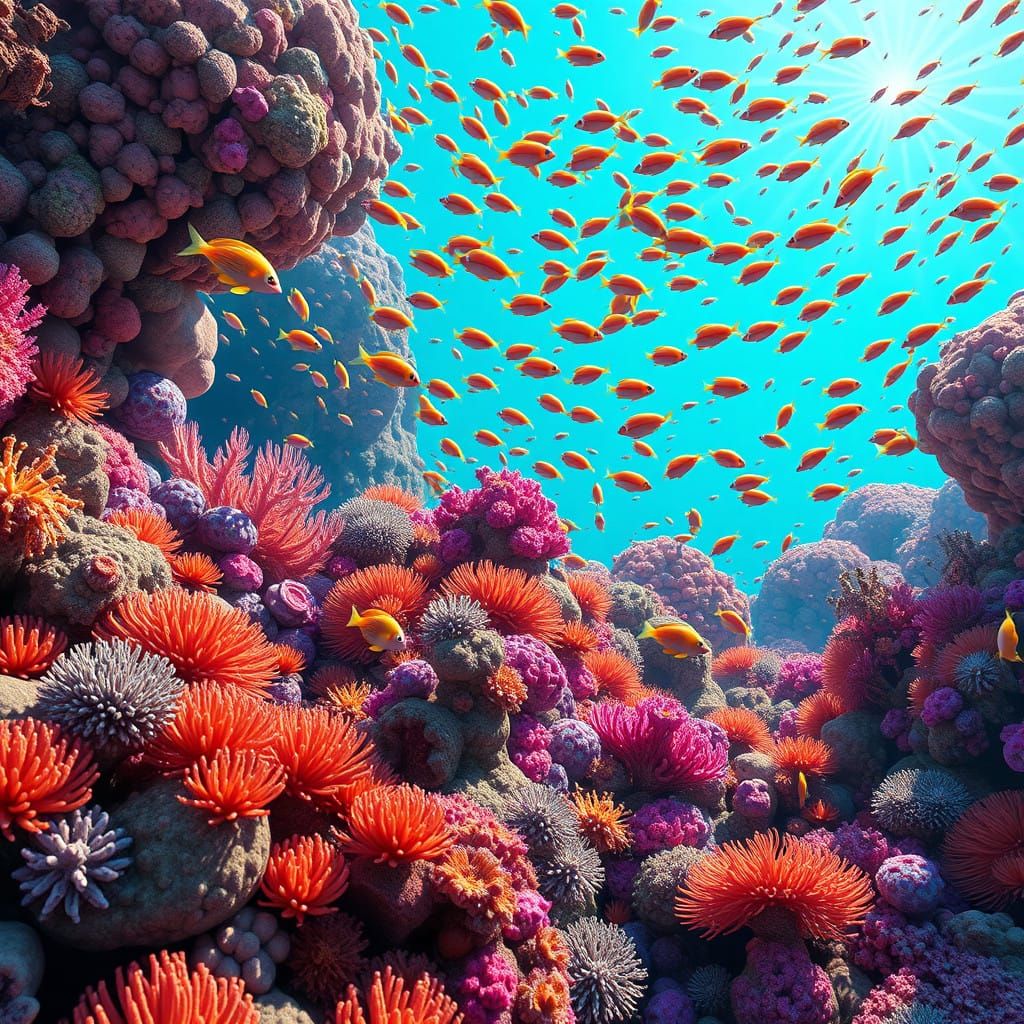 Vibrant Coral Reef Scene in Photorealistic 4K Style