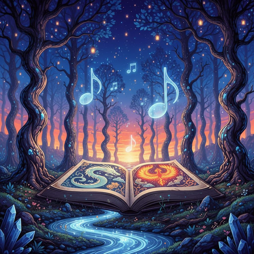 Glass Trees in Twilight Forest of Dreams