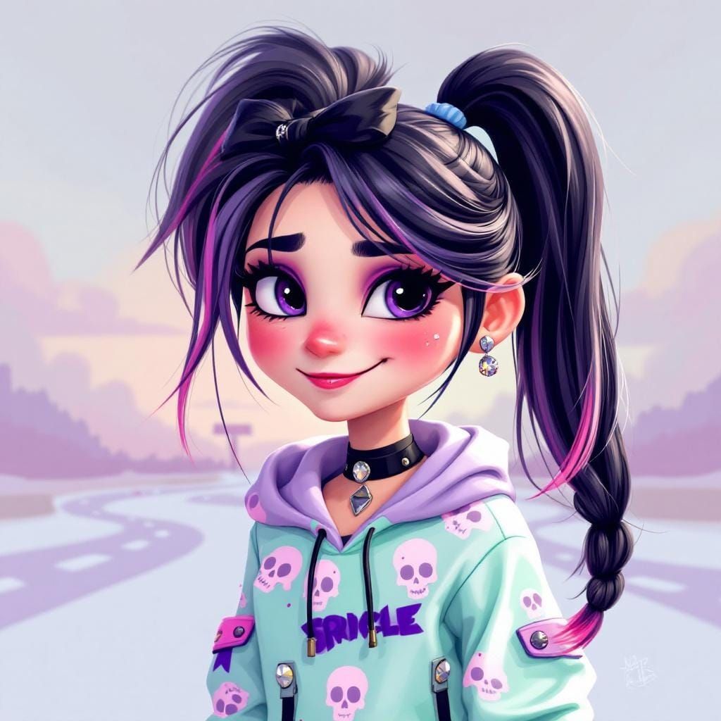 Vanellope Portrait in Soft Pastel Style
