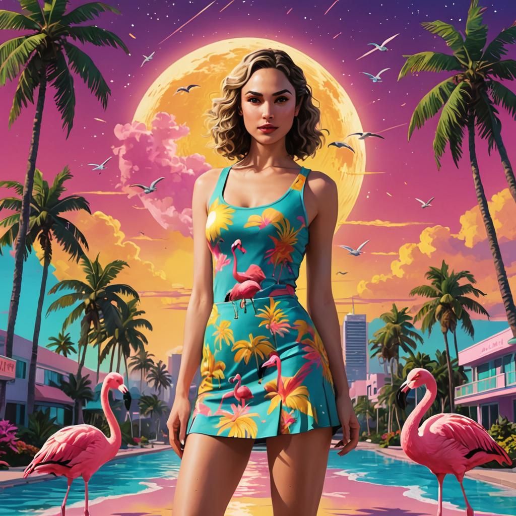 Retro Wave Portrait with Galaxy Tank Top