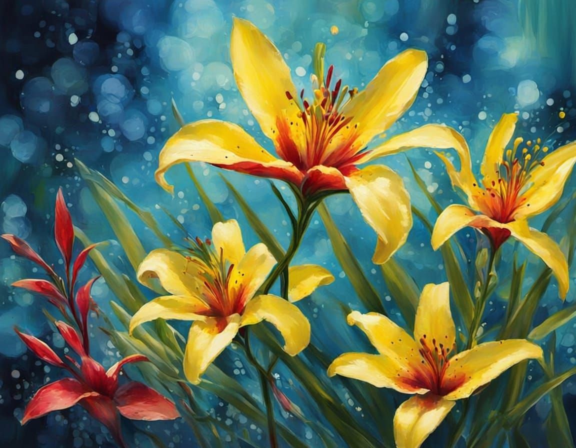 Surreal Abstract Painting of Lily Wild Rice