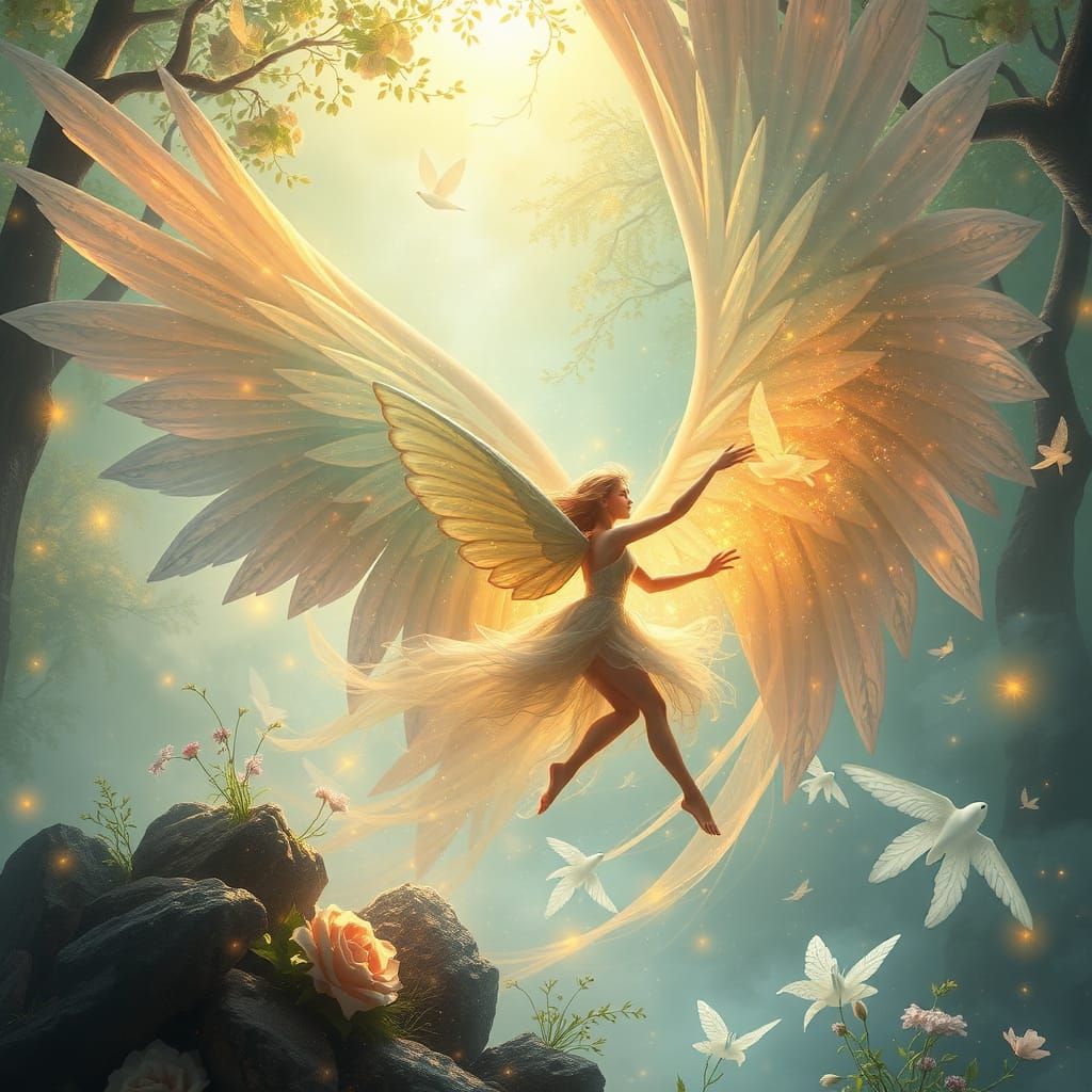 Enchanting Fairy Dreamscape in Cascading Wings