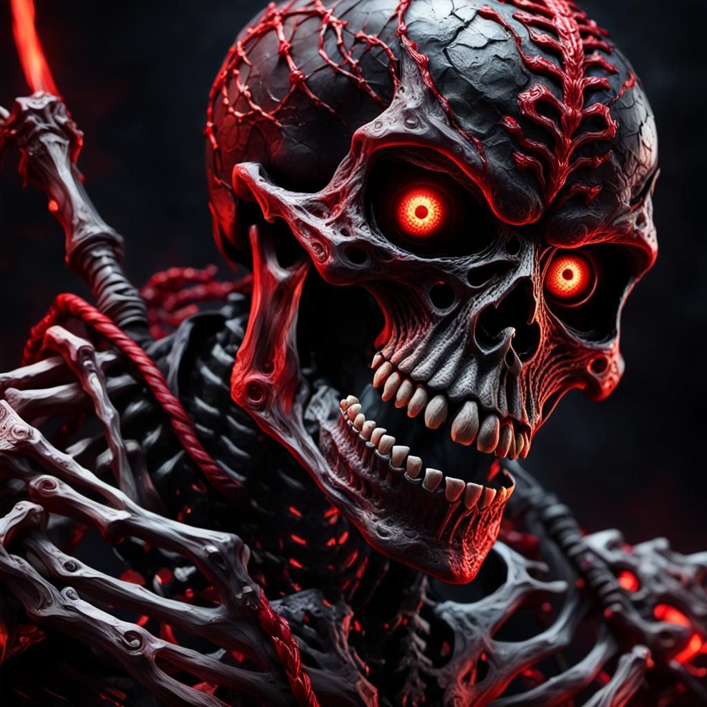 Dark Fantasy Skeleton Warrior Face Removal Concept Art